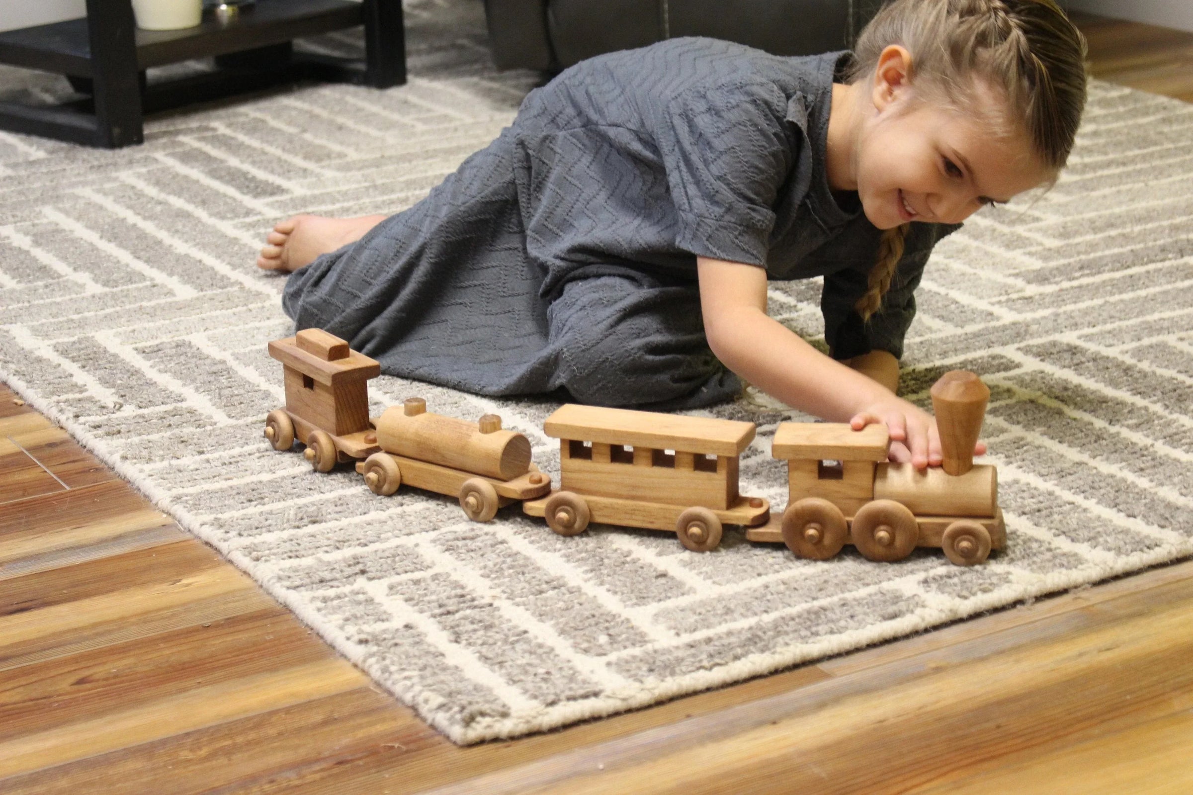 Wooden Toy Train Play Set, 24" Long, Kid-Safe Finish, Amish-Made - BIG FRENCHIES