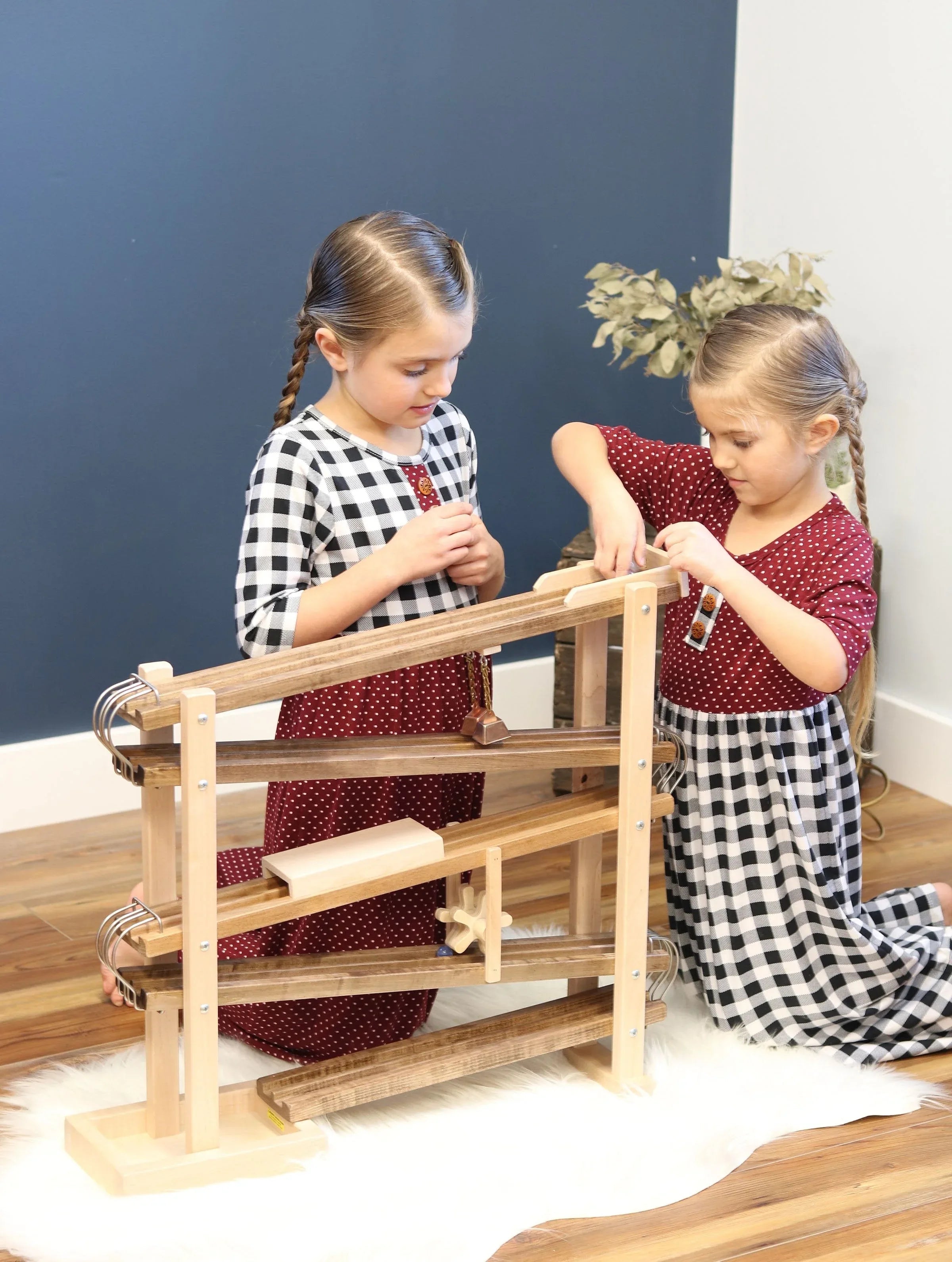 Amish-Made Deluxe Wooden Marble Flyer Racetrack Toy - BIG FRENCHIES