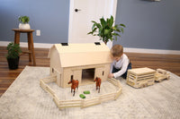 Amish-Made Large Wooden Hip-Roof Barn Toy, Unfinished - BIG FRENCHIES