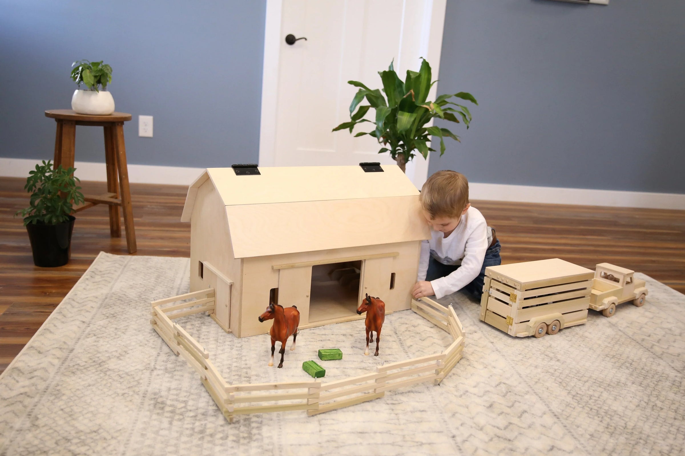 Amish-Made Large Wooden Hip-Roof Barn Toy, Unfinished - BIG FRENCHIES
