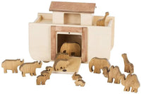 Wooden Noah's Ark Toy with 14 Toy Animals, Amish-Made - BIG FRENCHIES