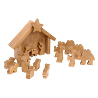 AmishToyBox.com Wooden Nativity Manger Scene Set, 14 Pieces - BIG FRENCHIES
