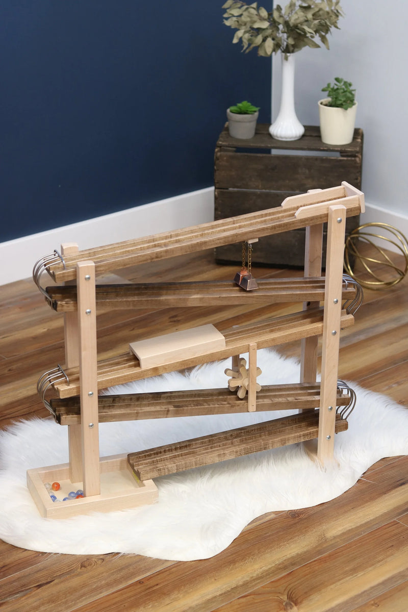 Amish-Made Deluxe Wooden Marble Flyer Racetrack Toy - BIG FRENCHIES