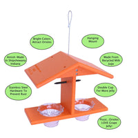 AmishToyBox.com Oriole Bird Feeder, Double-Cup Jelly Oriole Feeder with Pegs for Orange Halves - BIG FRENCHIES
