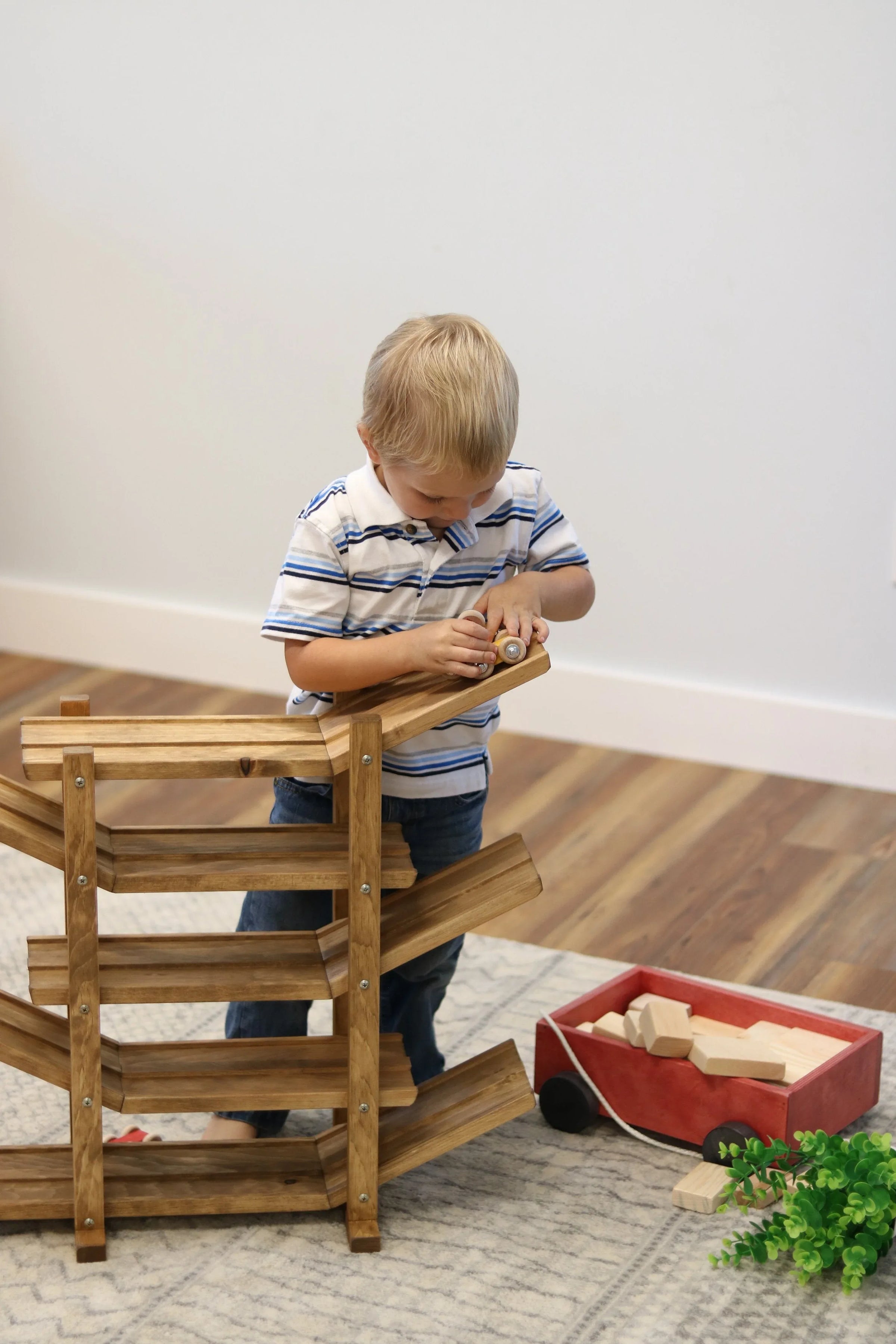 Amish-Made, Handcrafted Wooden Car Roller Racetrack Action Toy - BIG FRENCHIES