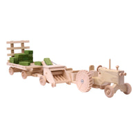 Little Farmer Hay Baling Toy Set - Wooden Toy Tractor, Hay Baler, Hay Wagon and 16 Hay Bales - BIG FRENCHIES