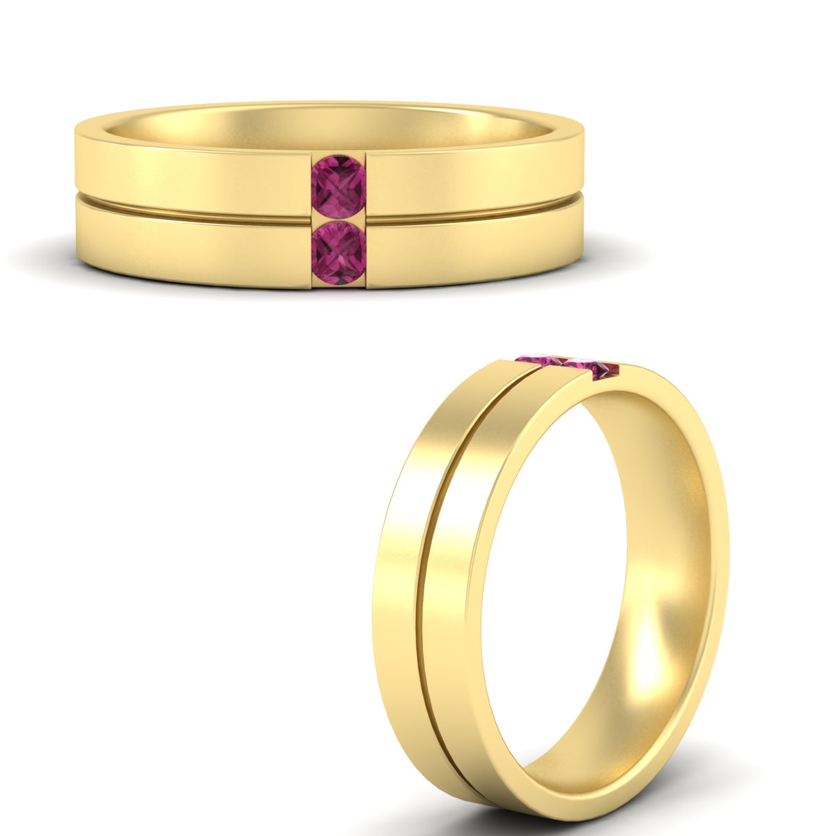 Mens 2 Stone Band
