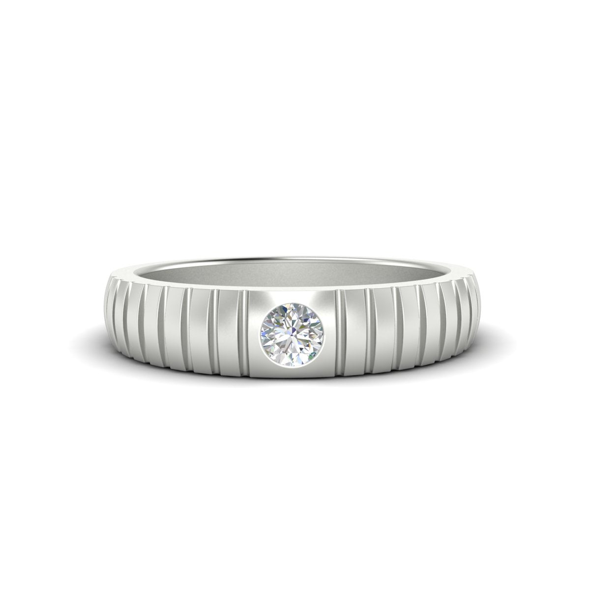 Mens Bezel Set Modern Wedding Ring