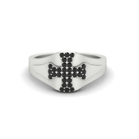 Mens Cross Gemstone Engagement Ring