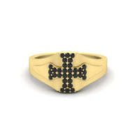 Mens Cross Gemstone Engagement Ring
