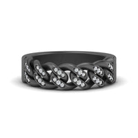Mens Cuban Link Diamond Wedding Ring