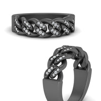 Mens Cuban Link Diamond Wedding Ring