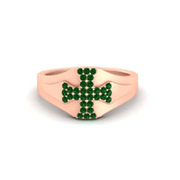 Mens Cross Gemstone Engagement Ring