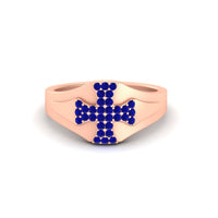 Mens Cross Gemstone Engagement Ring