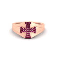 Mens Cross Gemstone Engagement Ring