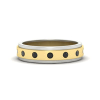 Mens Two Tone Bezel Stone Wedding Ring