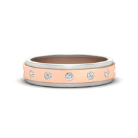 Mens Two Tone Bezel Stone Wedding Ring