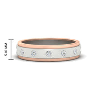 Mens Two Tone Bezel Stone Wedding Ring