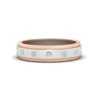 Mens Two Tone Bezel Stone Wedding Ring