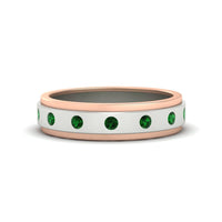 Mens Two Tone Bezel Stone Wedding Ring