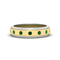 Mens Two Tone Bezel Stone Wedding Ring