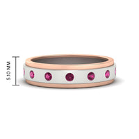 Mens Two Tone Bezel Stone Wedding Ring