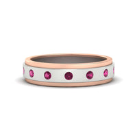 Mens Two Tone Bezel Stone Wedding Ring