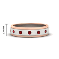 Mens Two Tone Bezel Stone Wedding Ring