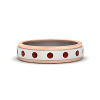 Mens Two Tone Bezel Stone Wedding Ring