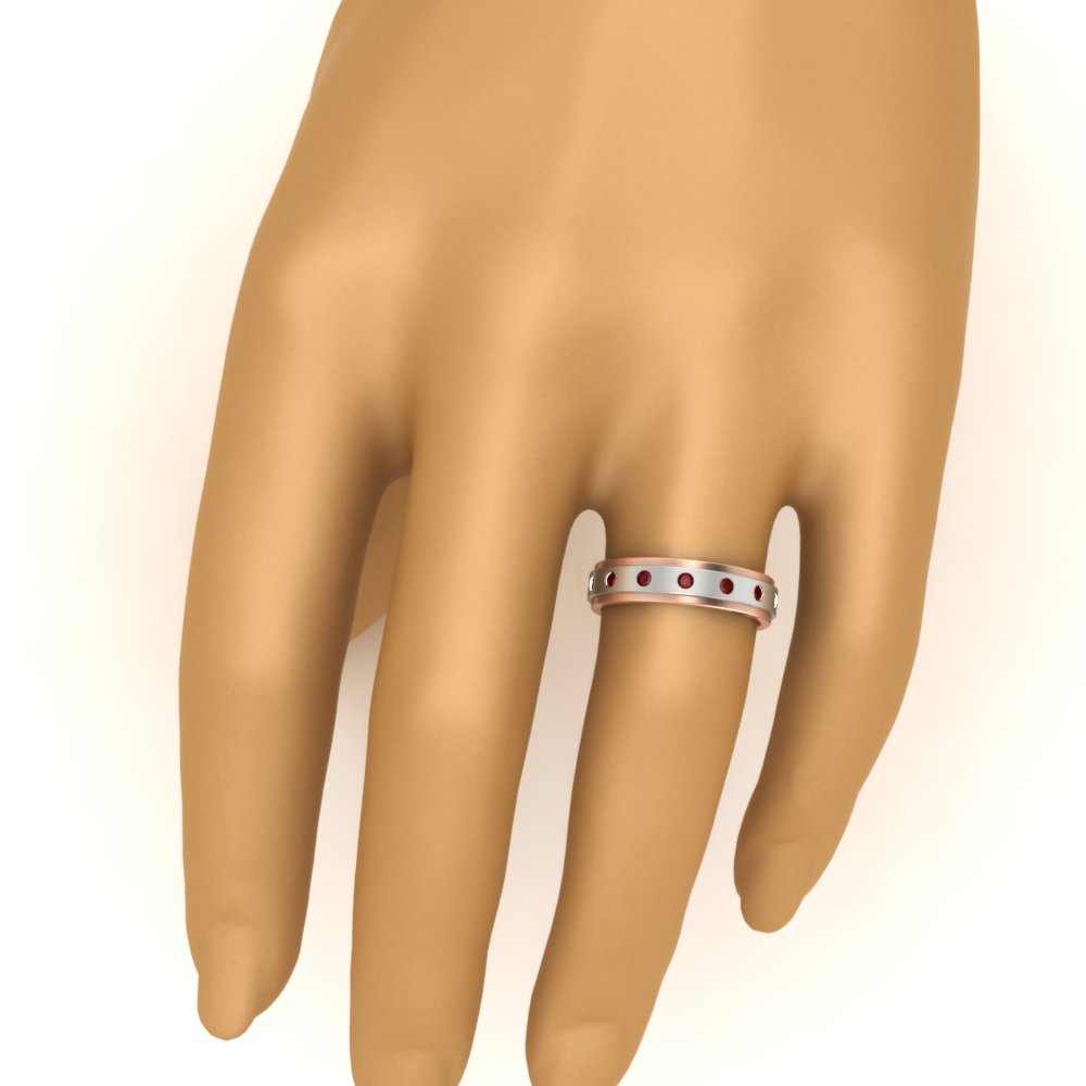 Mens Two Tone Bezel Stone Wedding Ring