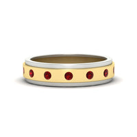 Mens Two Tone Bezel Stone Wedding Ring