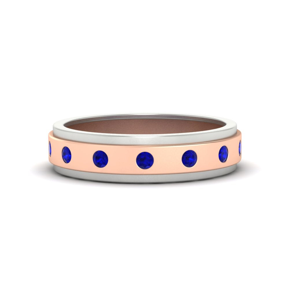 Mens Two Tone Bezel Stone Wedding Ring