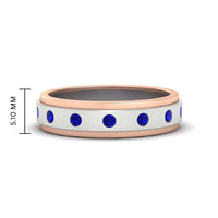 Mens Two Tone Bezel Stone Wedding Ring