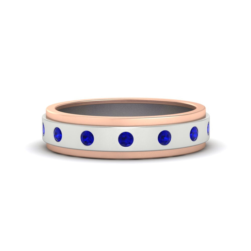 Mens Two Tone Bezel Stone Wedding Ring