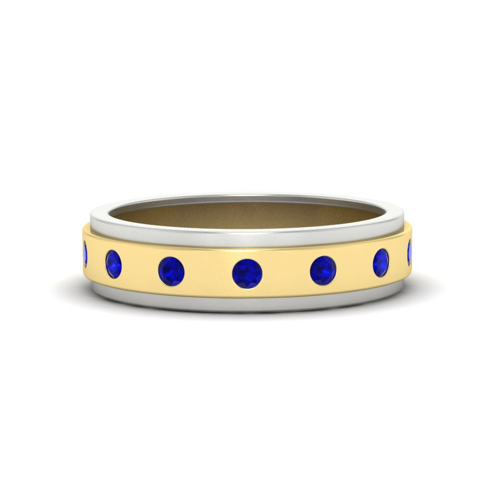 Mens Two Tone Bezel Stone Wedding Ring