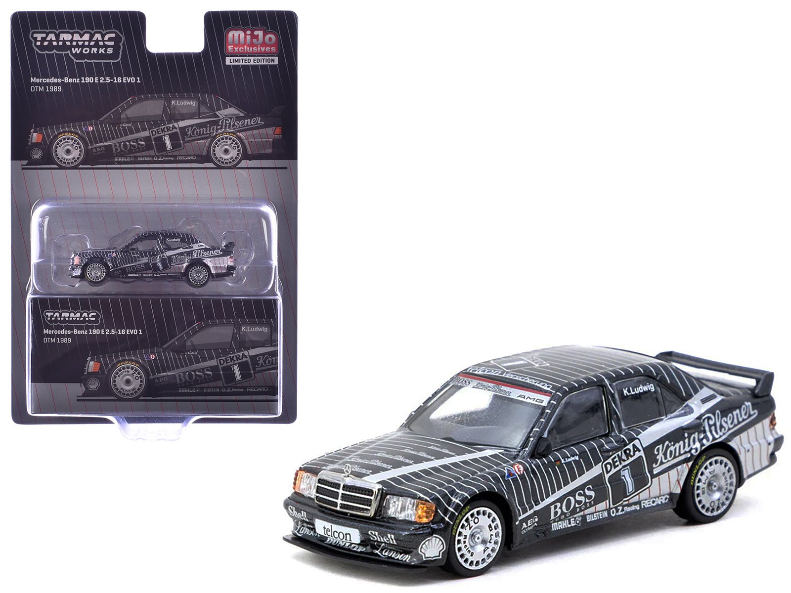 Mercedes-Benz 190 E 2.5-16 EVO 1 #1 Klaus Ludwig "Deutsche Tourenwagen Meisterschaft (DTM)" (1989) "Global64" Series 1/64 Diecast Model by Tarmac Works  free shipping USA