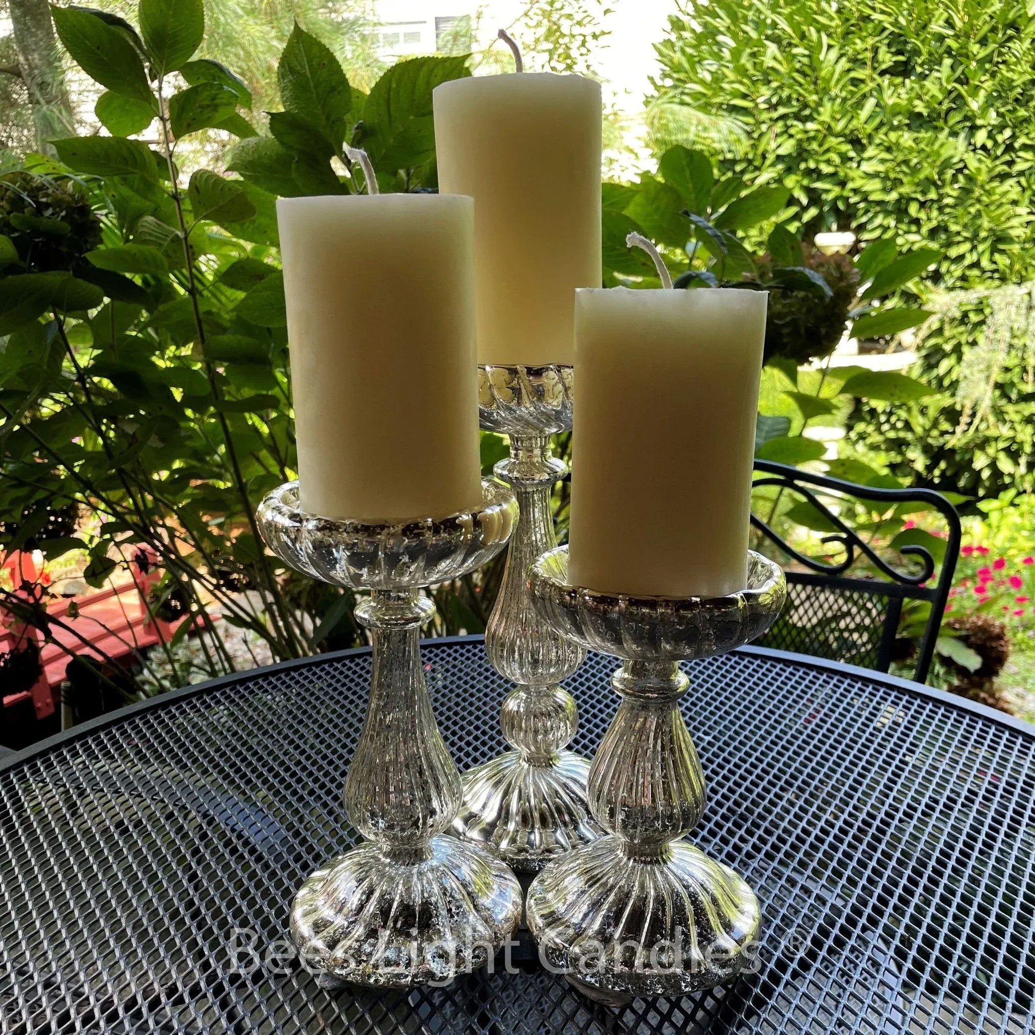 Mercury Glass Pillar Candle Holder Set of 3 - BIG FRENCHIES