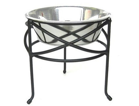 PetsStop Mesh Elevated Dog Bowl, Medium – 7-Inch Raised Stand with a 2-Quart Stainless Steel Bowl