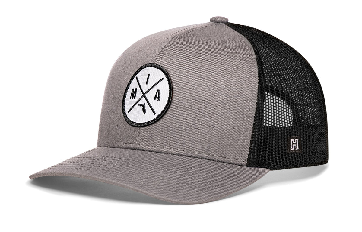 Miami Trucker Hat  |  Gray-White MIA X Snapback