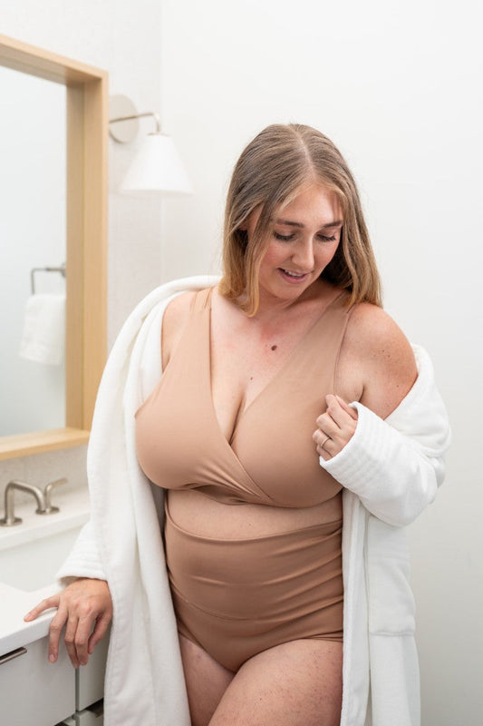 Mocha Mousse FourthWear Postpartum Bralette 3-set + Breast Ice and Heat Therapy Packs