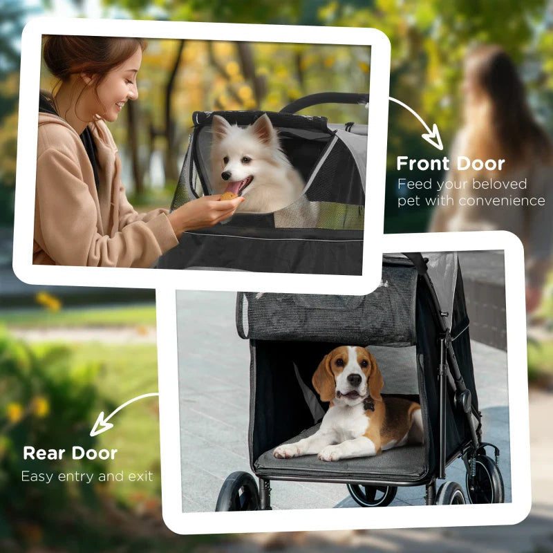One-Click Foldable Stroller for Large Medium Small Dogs, Pet, Cats with Storage - BIG FRENCHIES