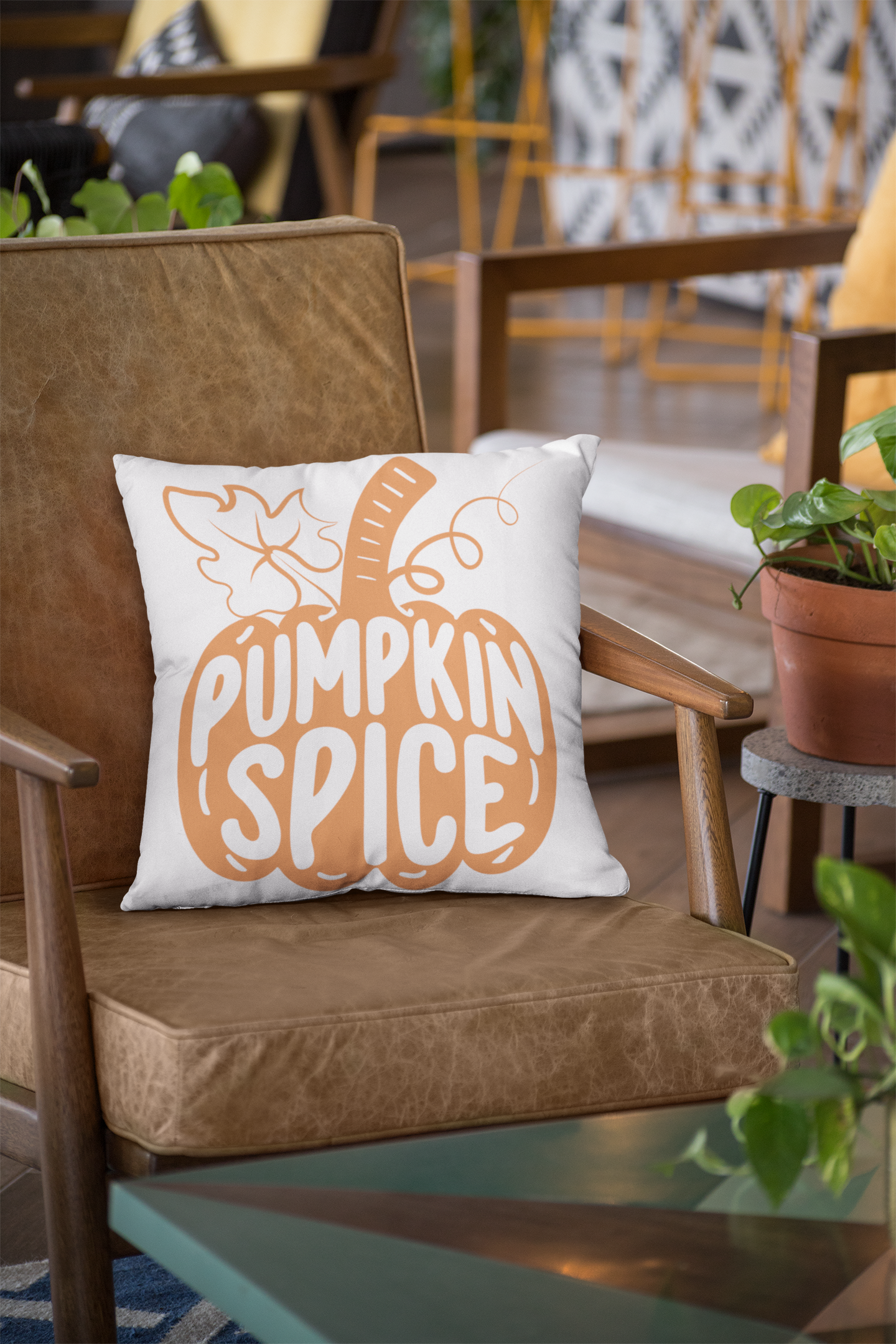 Cozy Pumpkin Spice Fall Throw Pillow – 18" x 18"