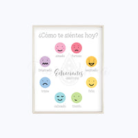 Bilingual Feelings & Emotions Poster • Gujarati | Hindi | Spanish | English