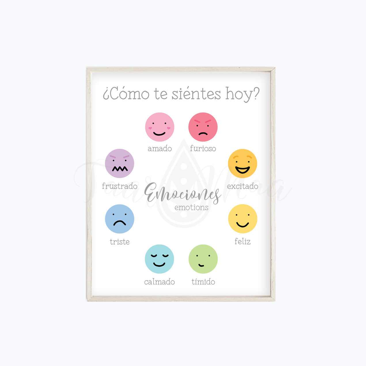 Bilingual Feelings & Emotions Poster • Gujarati | Hindi | Spanish | English