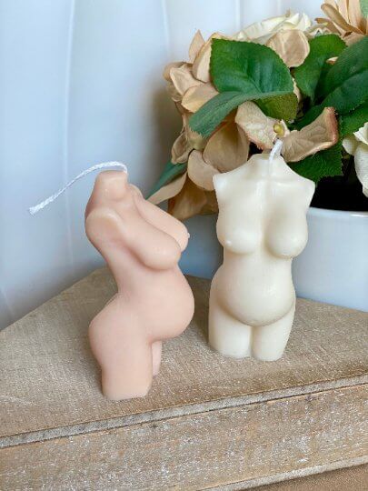 Mom-to-Be Candle - Handcrafted Soy Wax Body Sculpture Art for Expecting Mothers