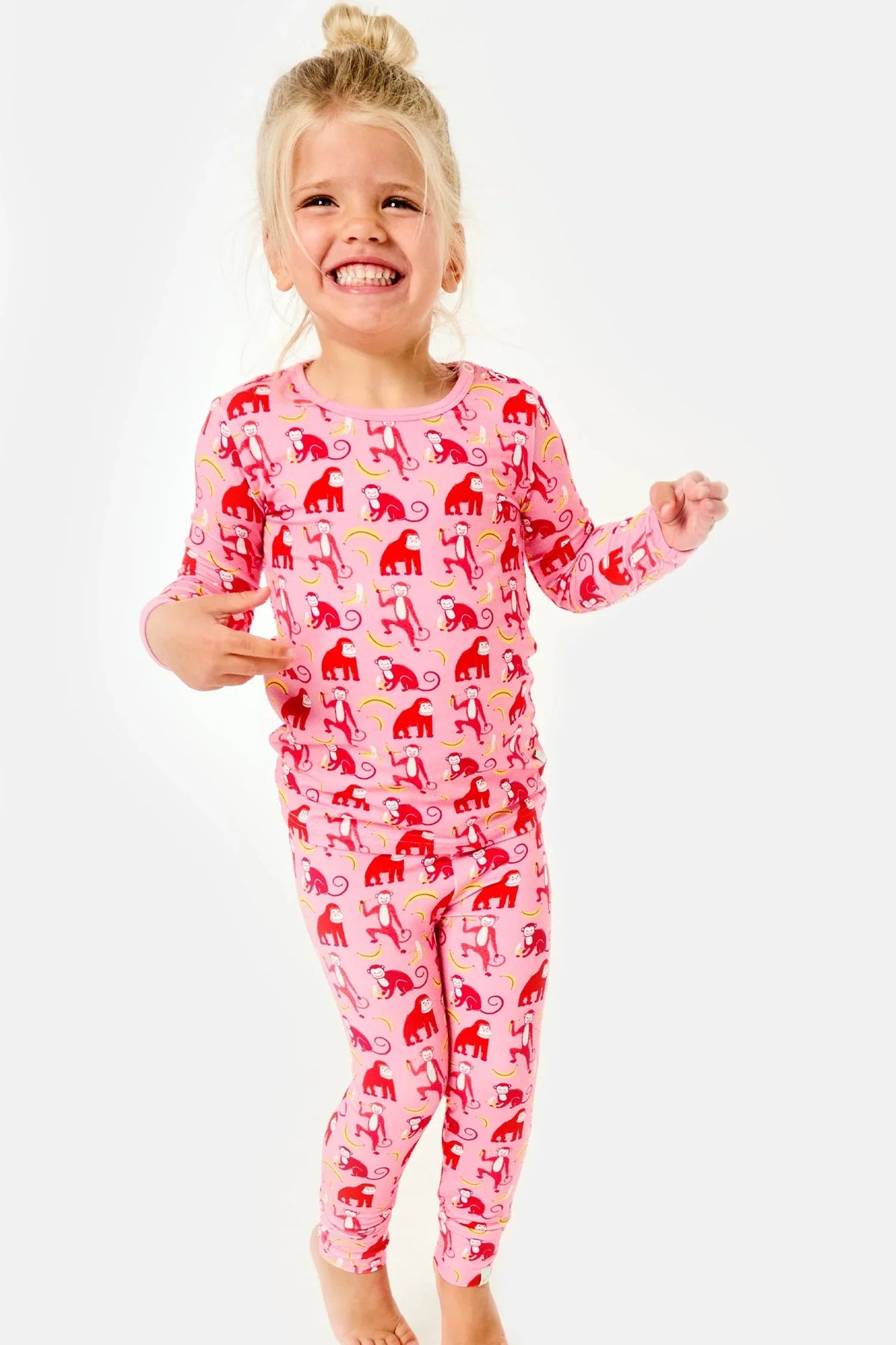 Long Sleeve Pajama Set - Monkeying Around Pink - BIG FRENCHIES