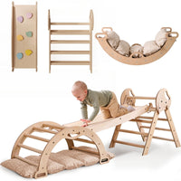 4in1 Montessori Climbing Set: Pikler Triangle, Arch, Slide Board, and Cushion for Toddlers (1–3 Years)