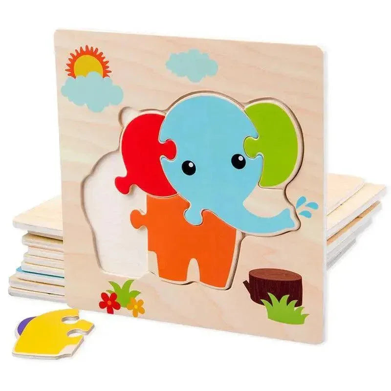 Montessori Games Baby Animals/traffic Kid's Cognition Puzzles Toys Wooden Cartoon Cognition Puzzle Toys Matching Education Game - BIG FRENCHIES