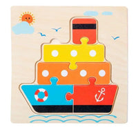 Montessori Games Baby Animals/traffic Kid's Cognition Puzzles Toys Wooden Cartoon Cognition Puzzle Toys Matching Education Game - BIG FRENCHIES