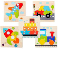 Montessori Games Baby Animals/traffic Kid's Cognition Puzzles Toys Wooden Cartoon Cognition Puzzle Toys Matching Education Game - BIG FRENCHIES